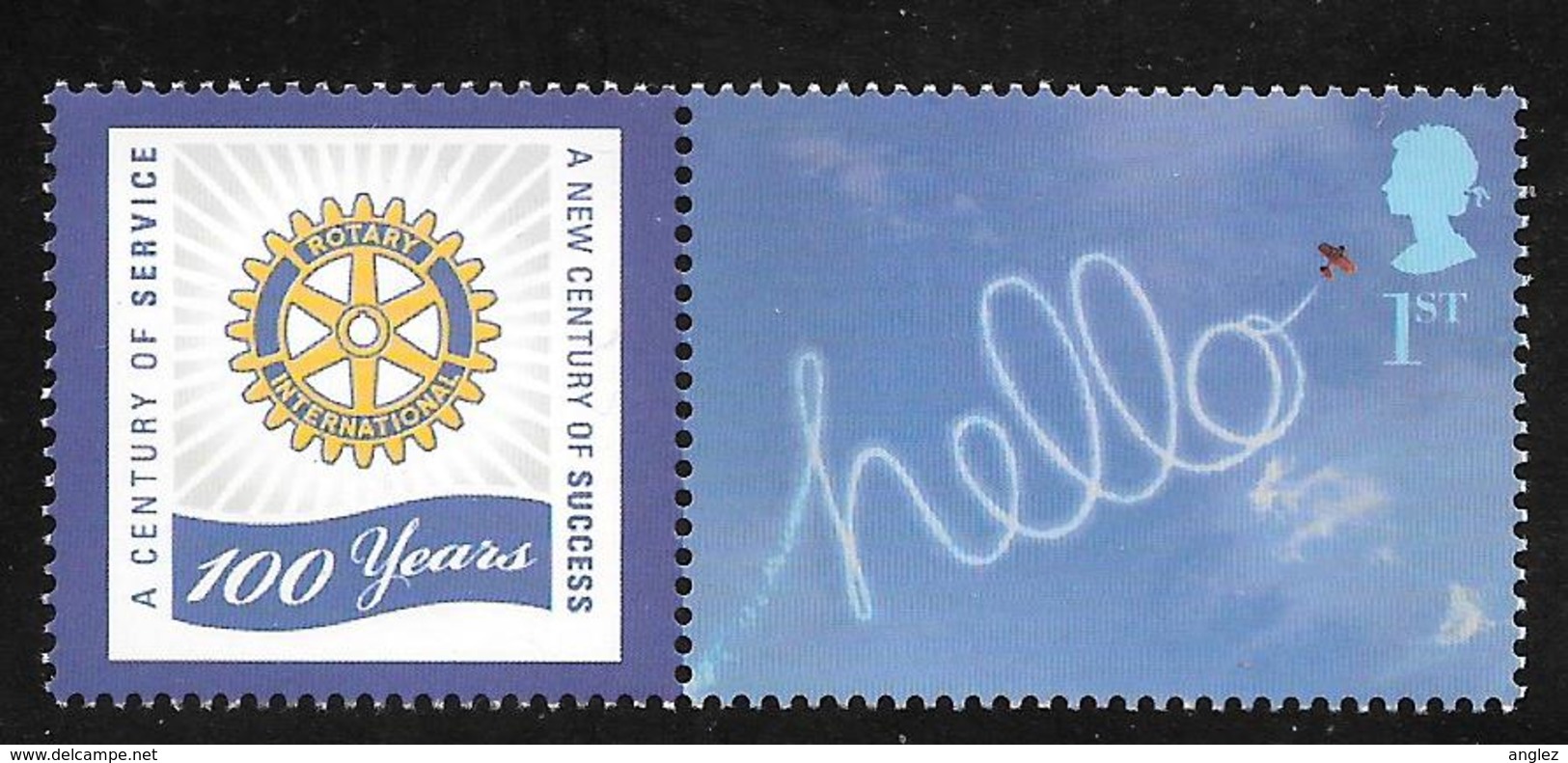 Great Britain - 1st Class "Smiler" With Se Tenant Rotary International Label MNH - Post & Go (distributori)