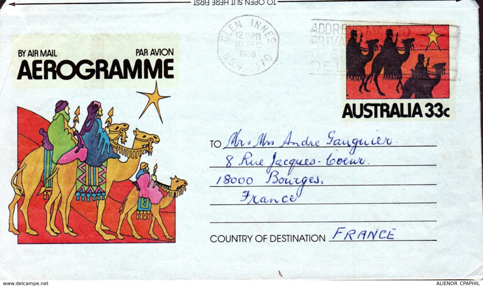 AEROGRAMME AUSTRALIE 1980 - LES TROIS ROIS MAGES - - Christmas