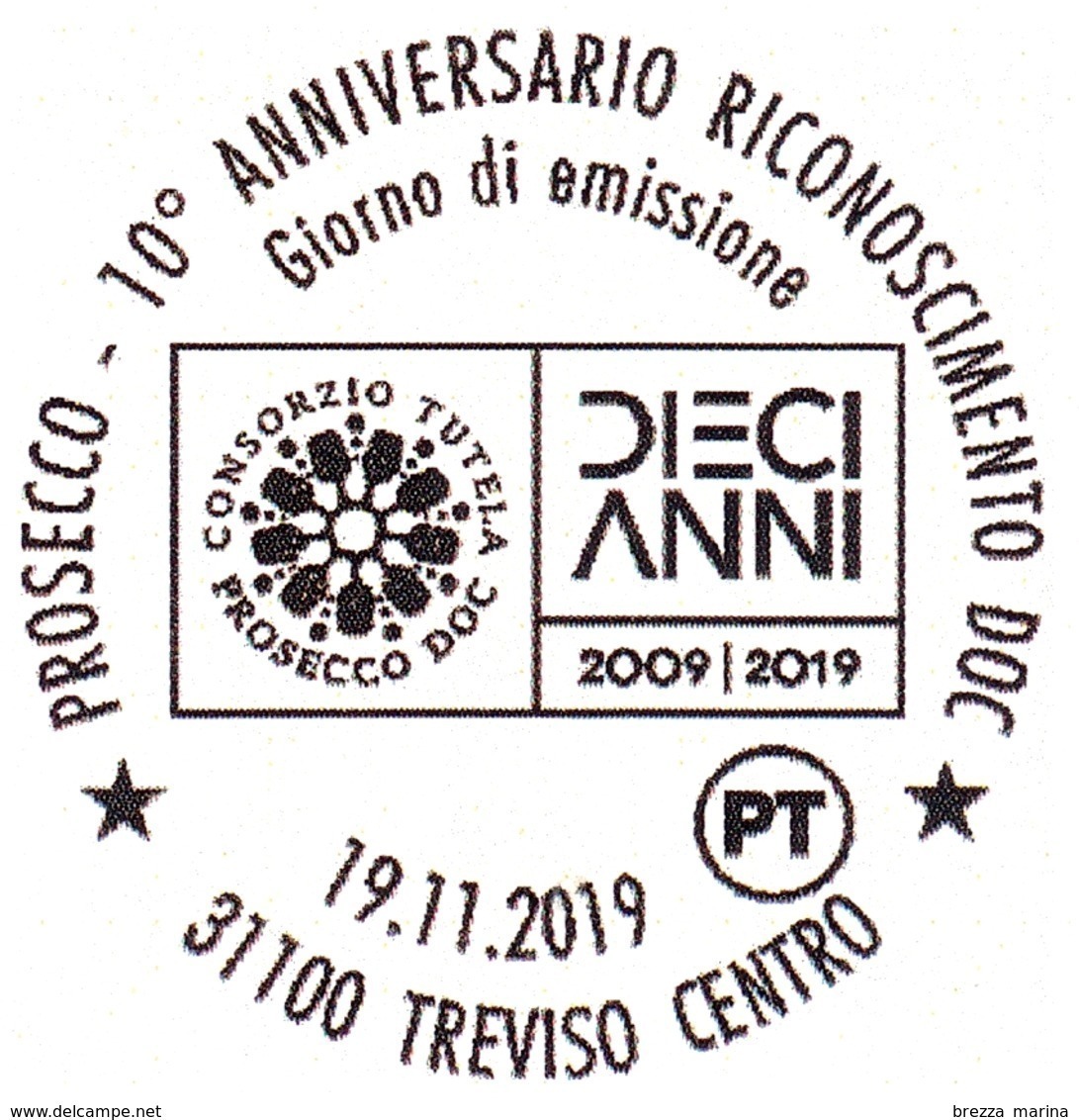 Nuovo - MNH - ITALIA - 2019 - 10 Anni Del Riconoscimento Del Prosecco DOC – Vino – Logo - B - 2011-20:  Nuevos