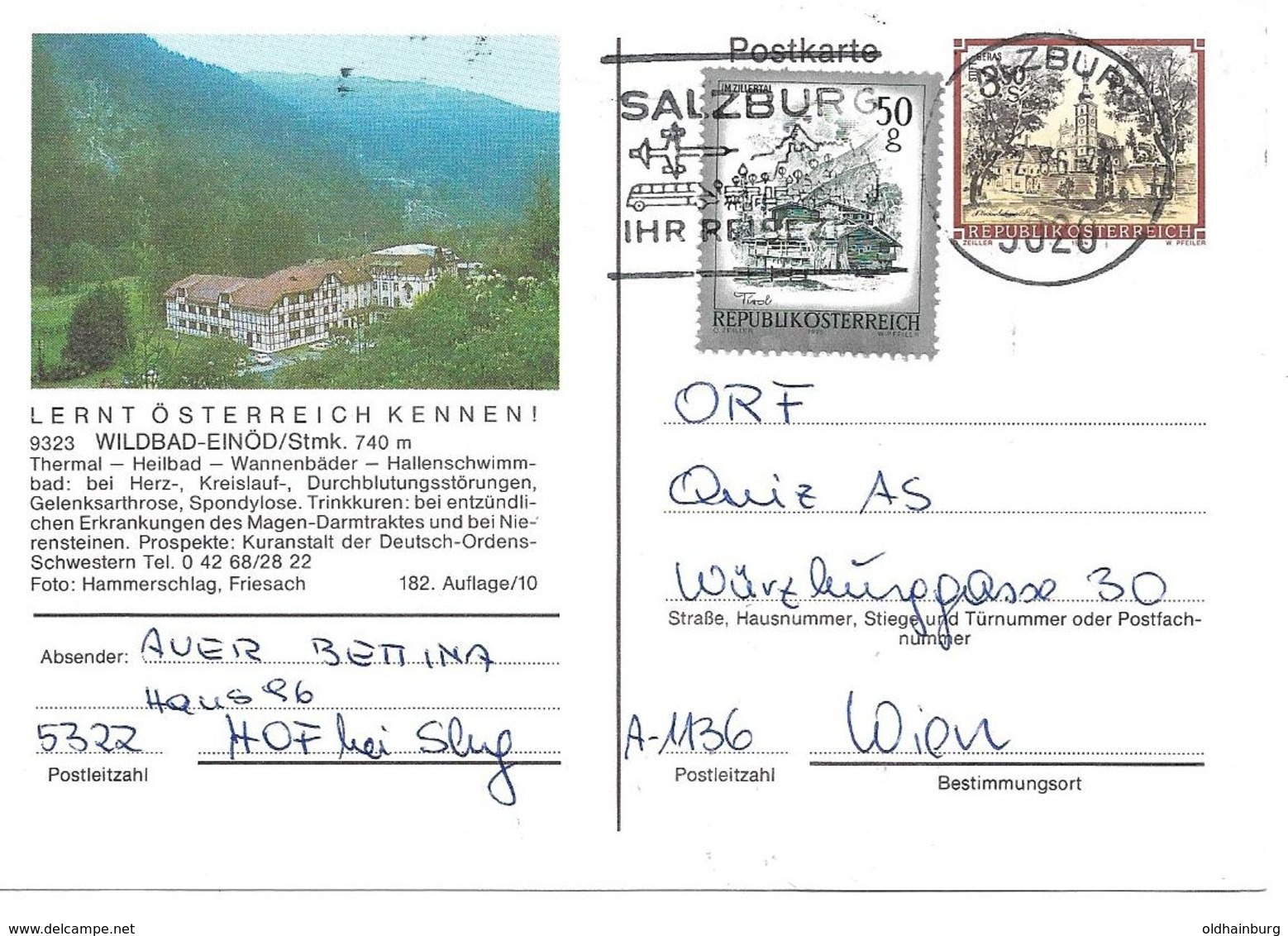 1700c: Bildpostkarte Motiv 9323 Wildbad Einöd (Stmk.), Gelaufen 1986 - Friesach