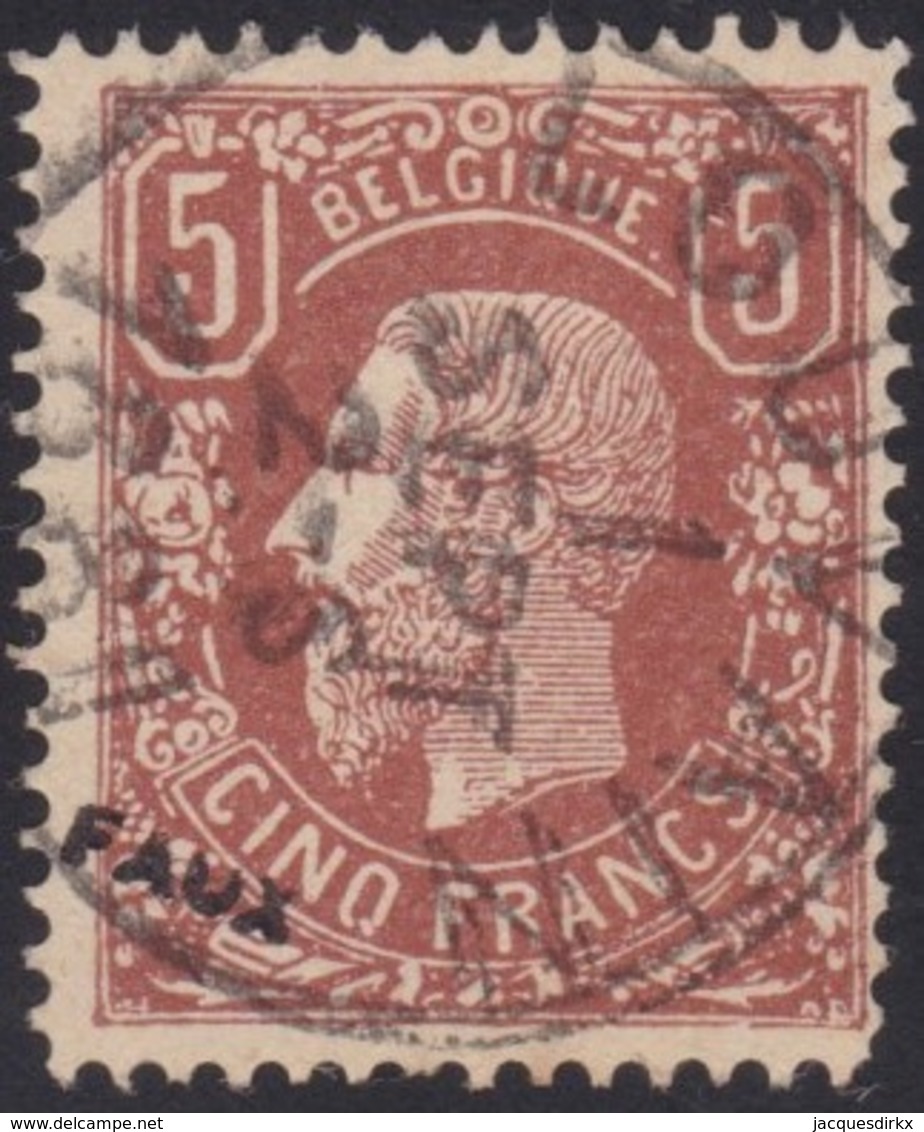 Belgie  .    OBP     .    37  (2 Scans)    FAUX   .     O     .   Gebruikt     .   /   .   Oblitéré - 1869-1883 Leopold II