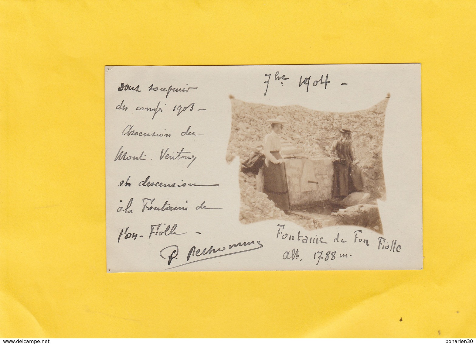 CARTE-PHOTO 84  MONT VENTOUX FONTAINE DE FONFIOLLE 1904 - Other & Unclassified