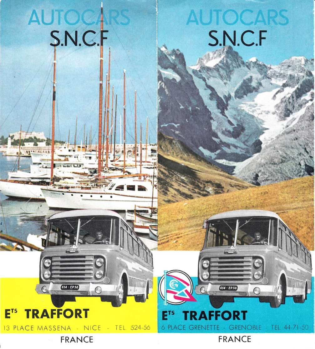 FRANCE - Autocars SNCF - Nice - Grenoble - Dépliants Touristiques