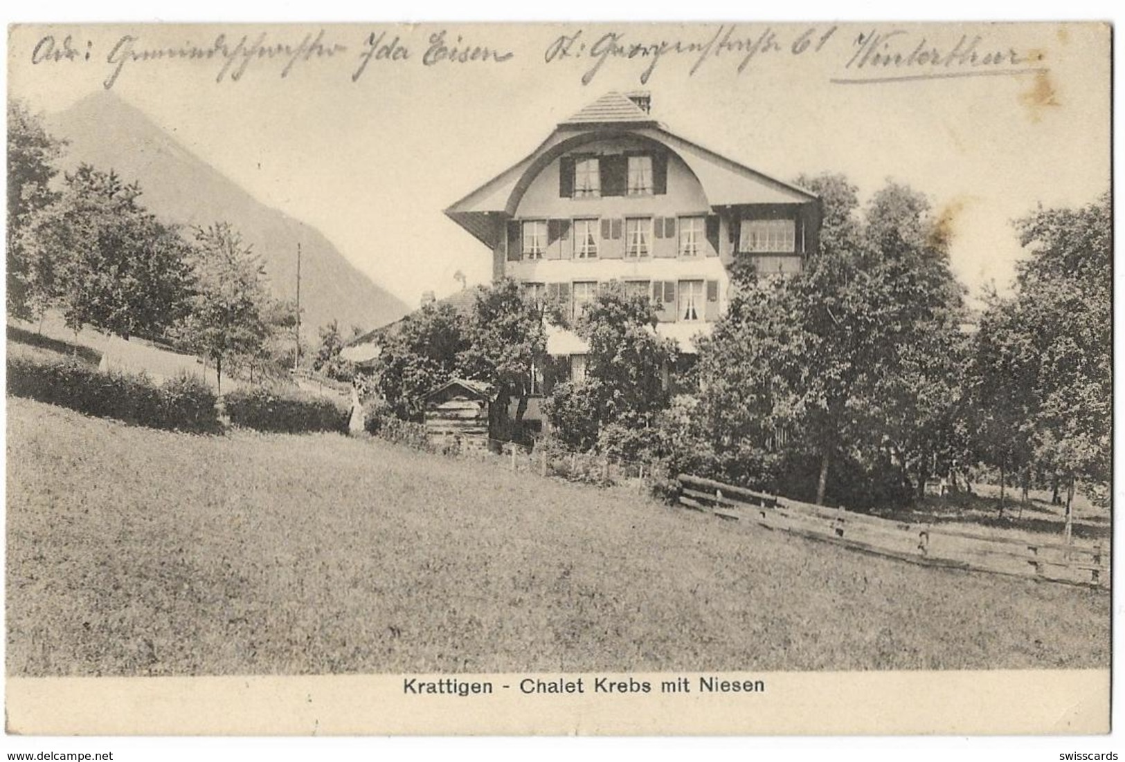 KRATTIGEN: Chalet Krebs Mit Niesen 1915 - Krattigen