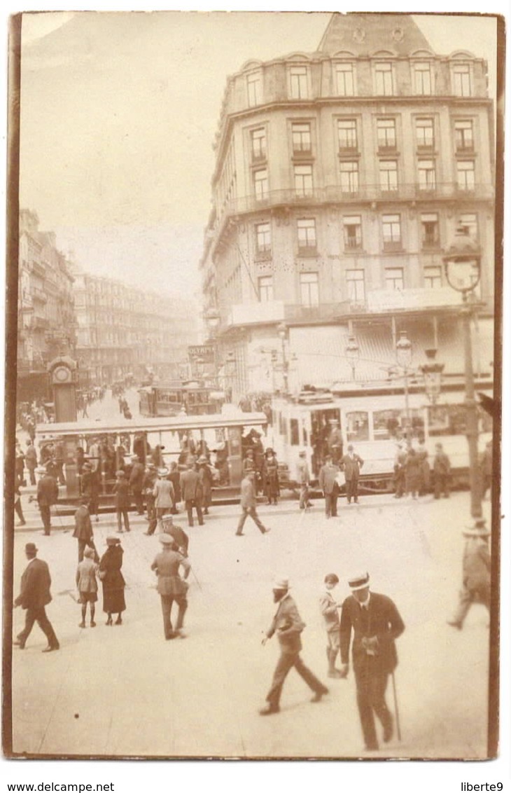 Paris 2e C.1920 Place De La Bourse Tramway OLYMPIA Cinema ? - Pte Photo - Lugares