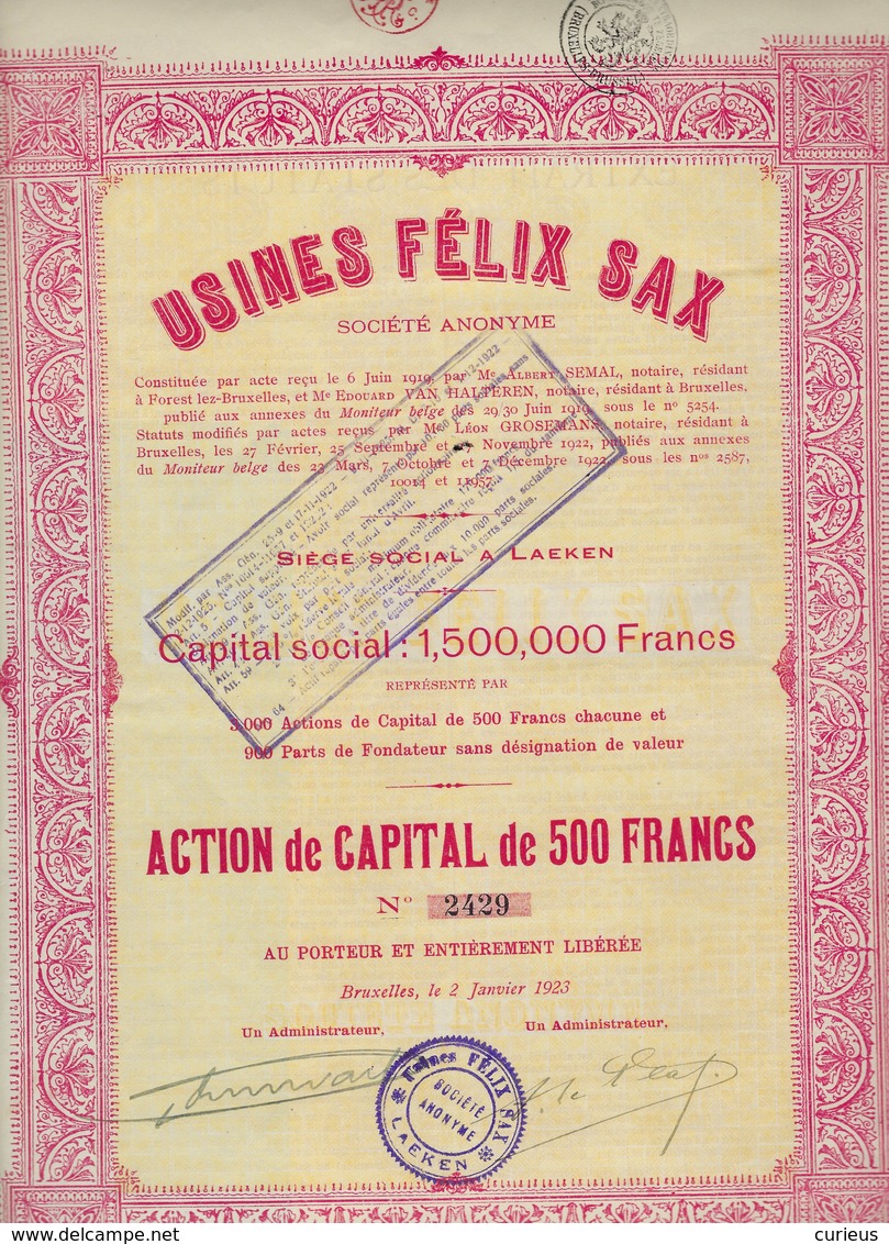 USINES FELIX SAX * APPAREILS D ECLAIRAGE POUR LES CHEMINS DE FER  * 1923 * BRUXELLES * 3 SCANS - Chemin De Fer & Tramway