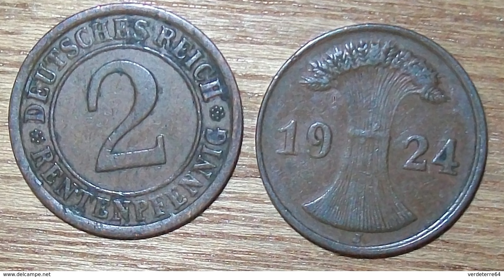 N°395 2 RENTENPFENNIG 1924J - 2 Rentenpfennig & 2 Reichspfennig