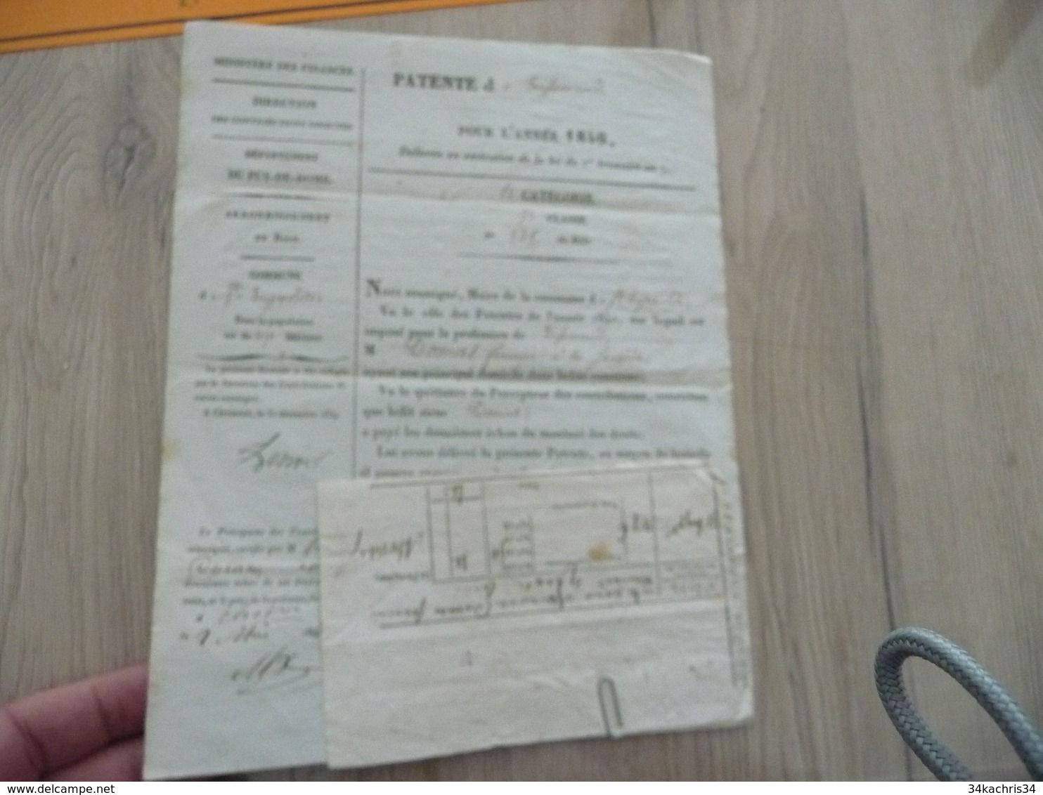 Patente 1840 De Tisserand Puy De Dôme Domas LA Sauzède - Artigianato