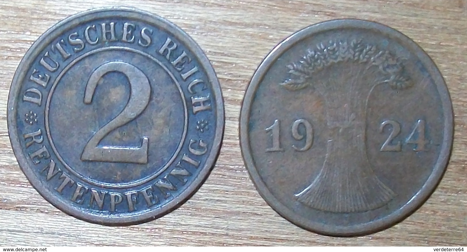 N°400 2 RENTENPFENNIG 1924J - 2 Rentenpfennig & 2 Reichspfennig