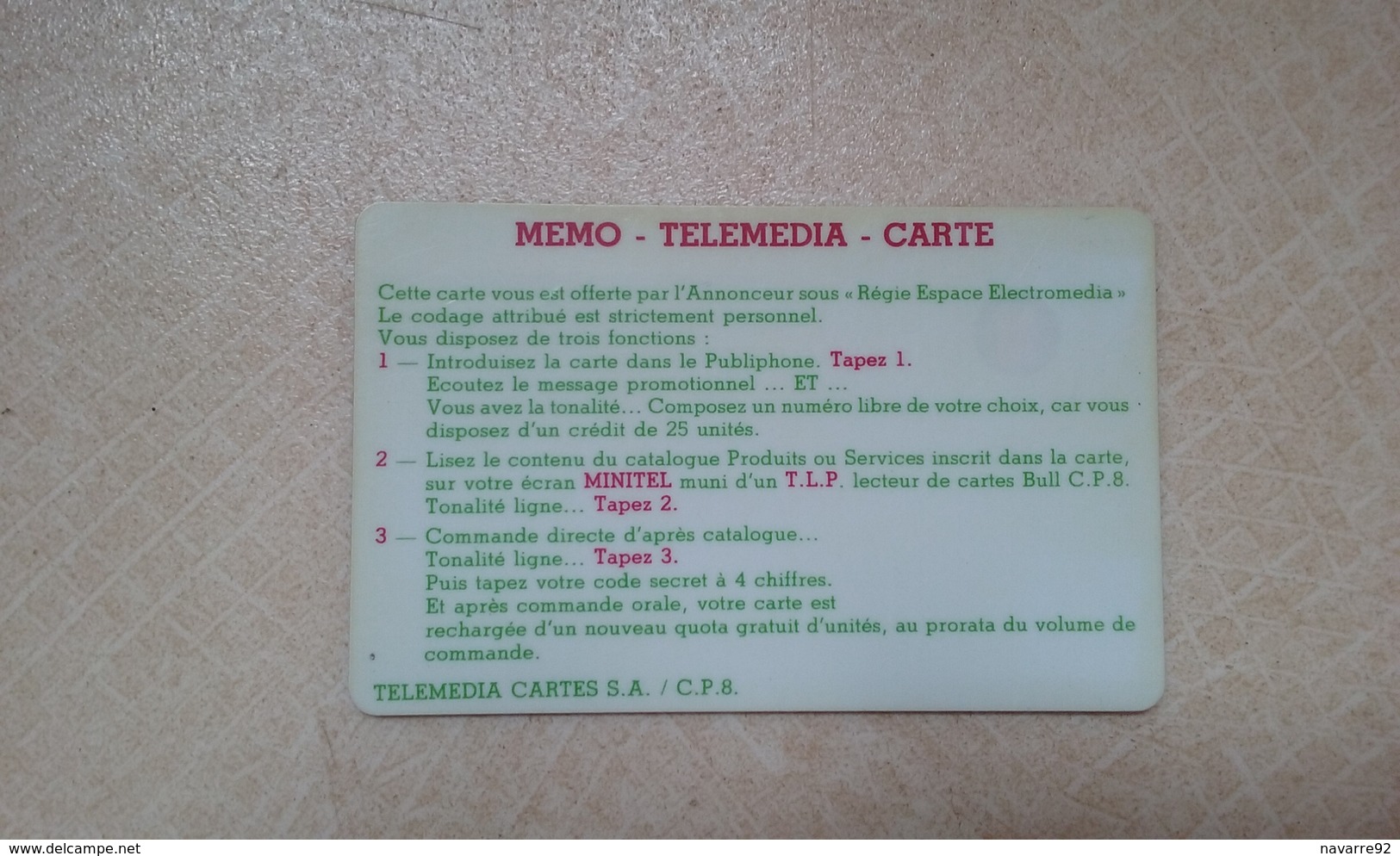 TRES ANCIENNE CARTE A PUCE BULL CP8 TELEMEDIACATRE ASSEZ RARE !!! - Autres & Non Classés