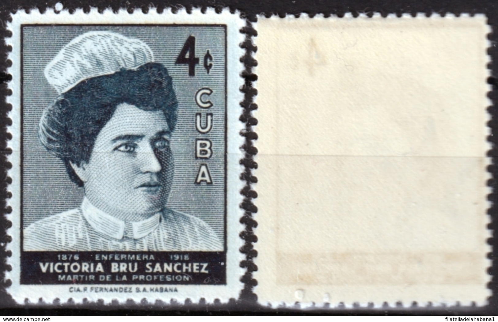 1957-395 CUBA REPUBLICA MNH 1957 VICTORIA BRU SANCHEZ NURSE ENFERMERIA MEDICINE. - Nuovi