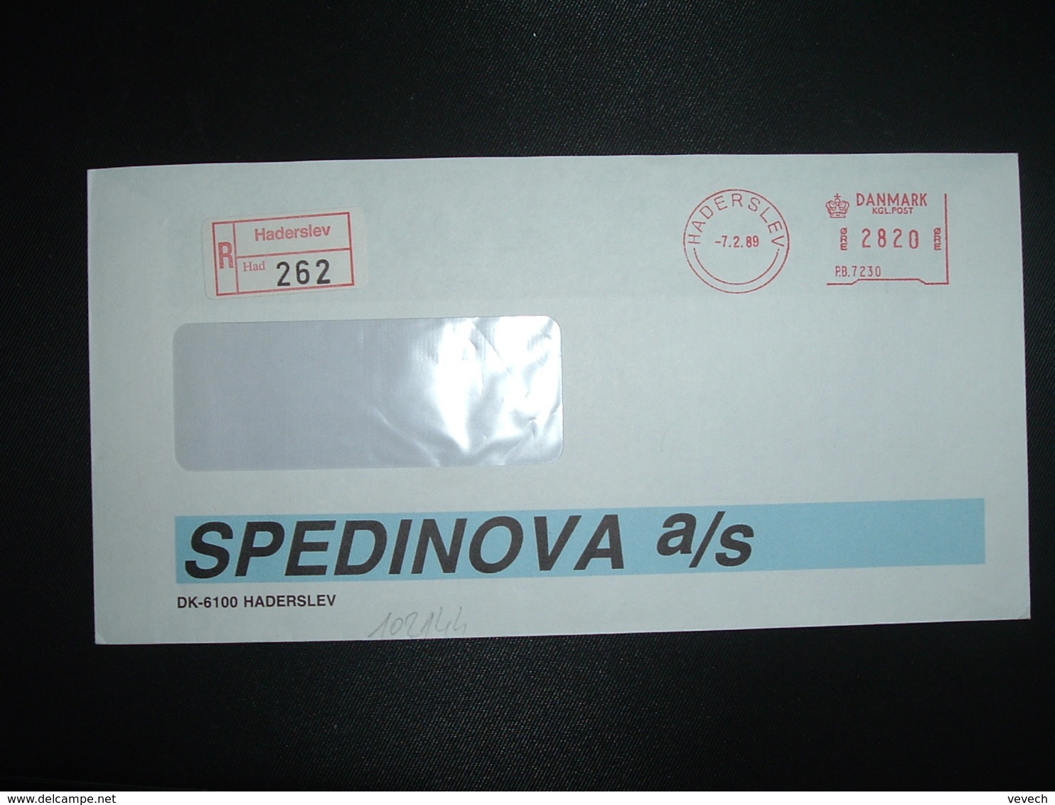 LR EMA PB 7230 à 2820 Du 7 2 89 HADERSLEV + SPEDINOVA A/s - Franking Machines (EMA)