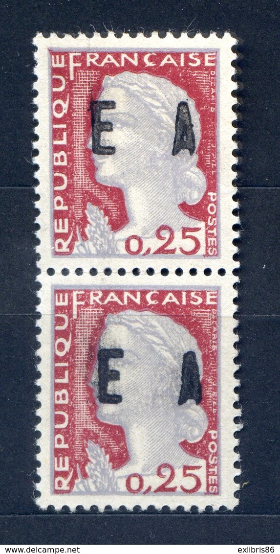 VARIÉTÉ....N° 1263....MARIANNE DE DECARIS........paire Verticale Surcharge EA - Used Stamps