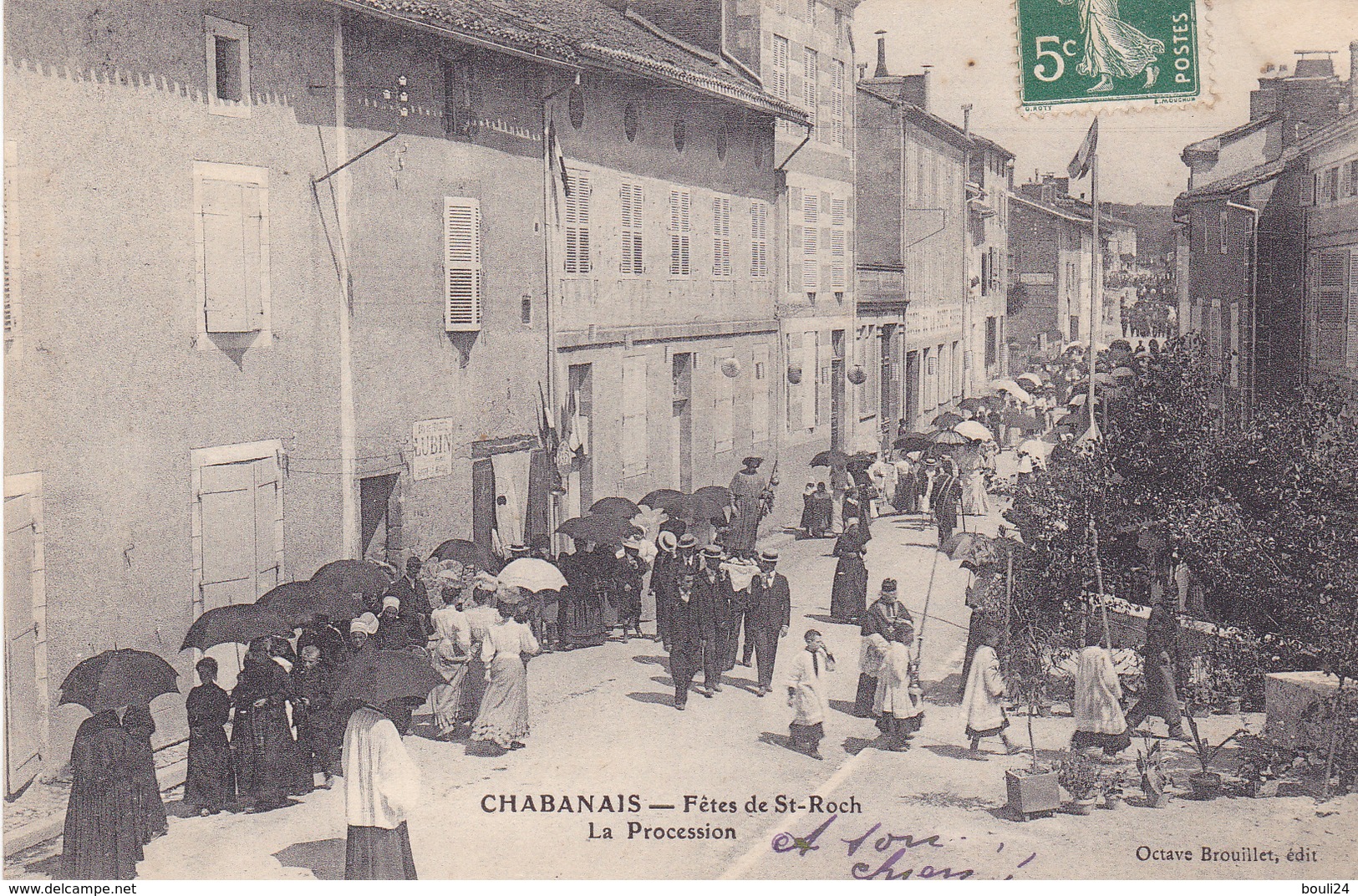 BAC19- CHABANAIS EN CHARENTE  FETES DE SAINT ROCH  LA PROCESSION  CPA  CIRCULEE RARE - Autres & Non Classés