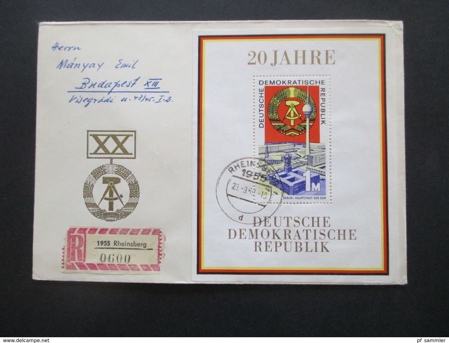 DDR 1969 Block 28 Echt Gelaufener FDC Einschreiben 1955 Rheinsberg Nach Budapest - Cartas & Documentos