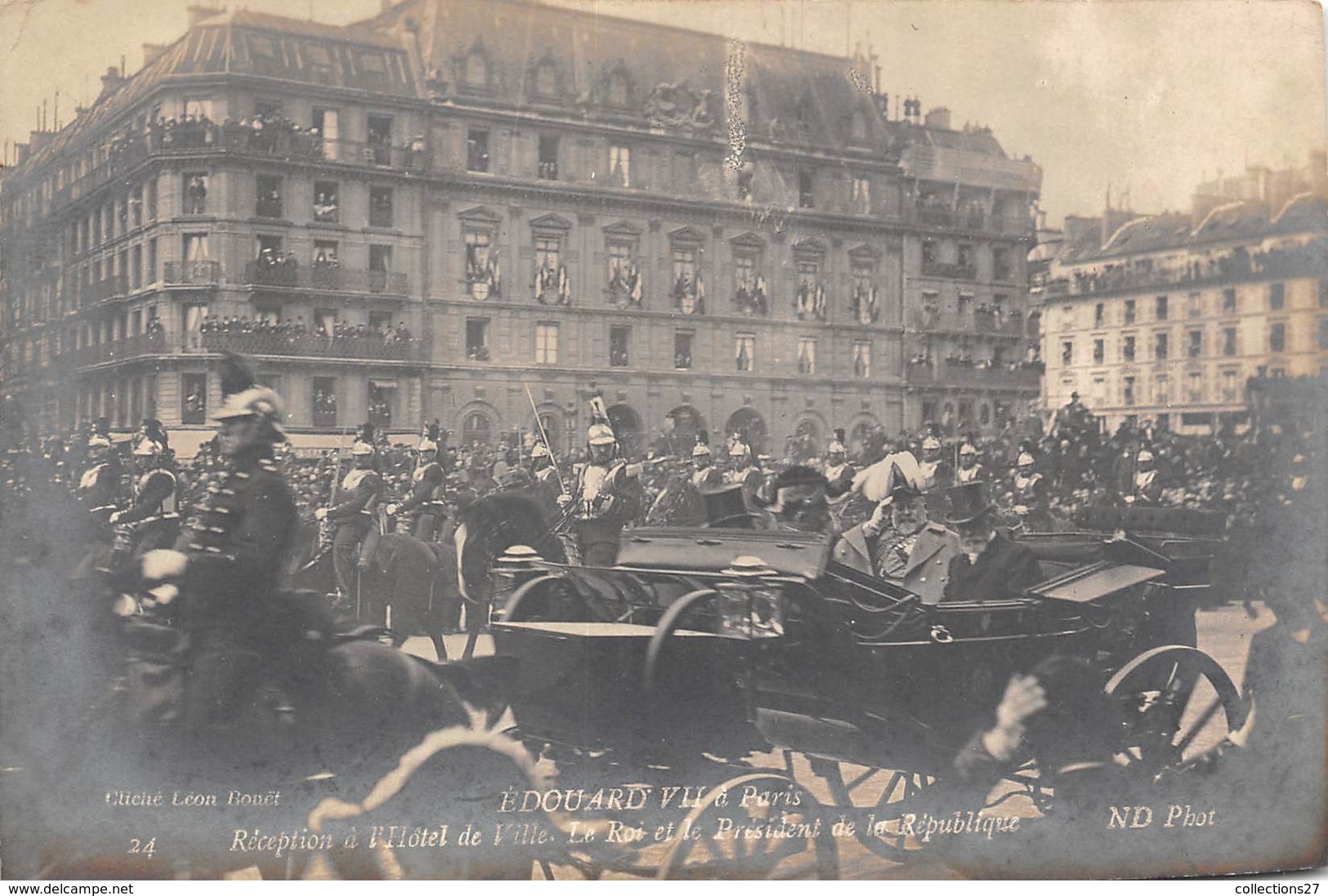 PARIS-75001-CARTE-PHOTO- EDOUARD VII A PARIS , RECEPTION A L'HÔTEL DE VILLE LE ROI ET LE PRESIDENT DE LA REPUBLIQUE - Arrondissement: 01