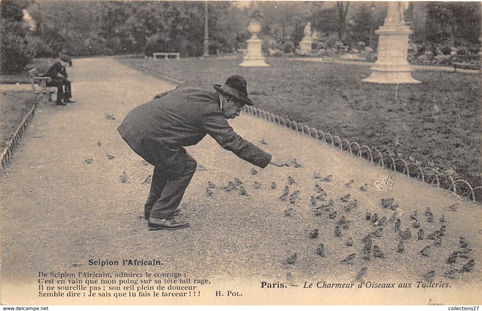 PARIS-75001-JARDIN DES TUILERIES, LE CHARMEUR D'OISEAUX AUX TUILERIES - Arrondissement: 01