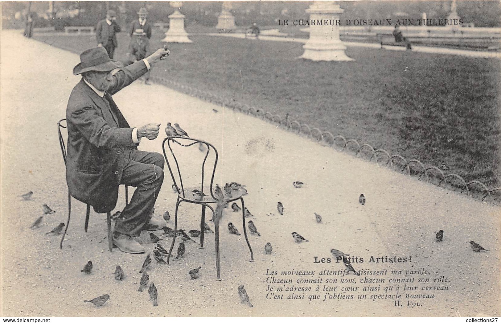 PARIS-75001-JARDIN DES TUILERIES, LE CHARMEUR D'OISEAUX AUX TUILERIES LES PETITS ARTISTES - Paris (01)