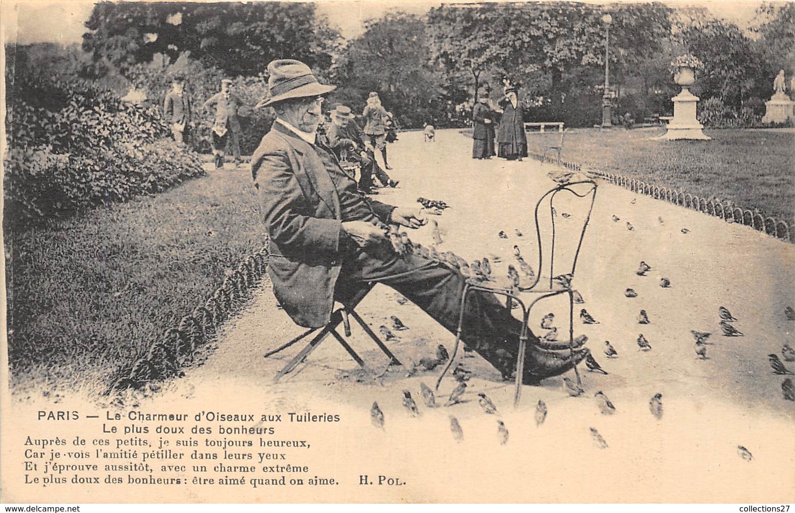 PARIS-75001-JARDIN DES TUILERIES, LE CHARMEUR D'OISEAUX AUX TUILERIES - Paris (01)