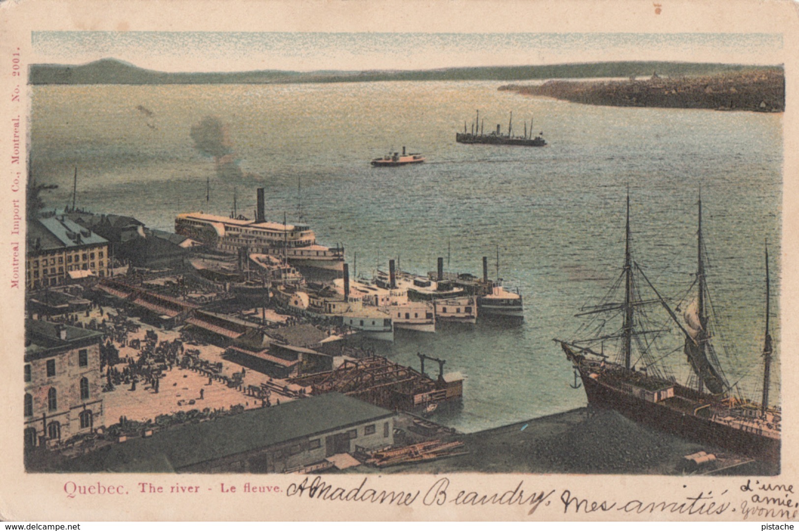 Vintage 1905-1910 - Québec Fleuve River - Boats Harbor Harbour Port - Undivided Back - Mailed In 1906 - 2 Scans - Québec - Les Rivières