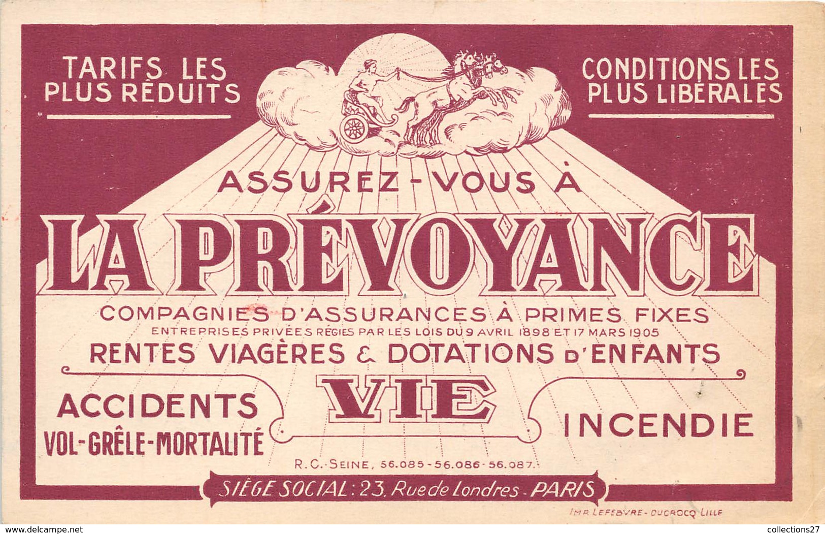 PARIS-75001-23 RUE DE LONDRES , LA PREVOYANCE ASSURANCE - Paris (01)