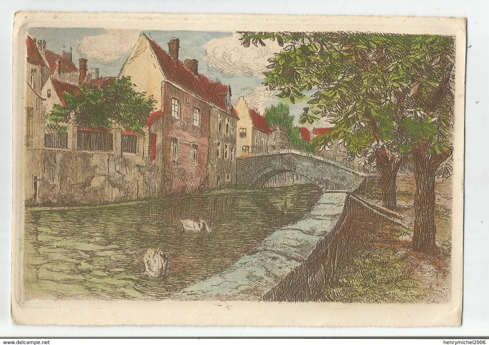 Belgique Brugge Carte Illustrée Canal Intérieur - Brugge