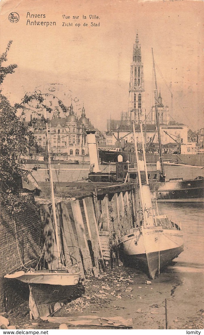 Belgique Anvers Antwerpen Vue Sur La Ville Bateau Zicht Op De Stad Cpa Cachet 1928 - Antwerpen