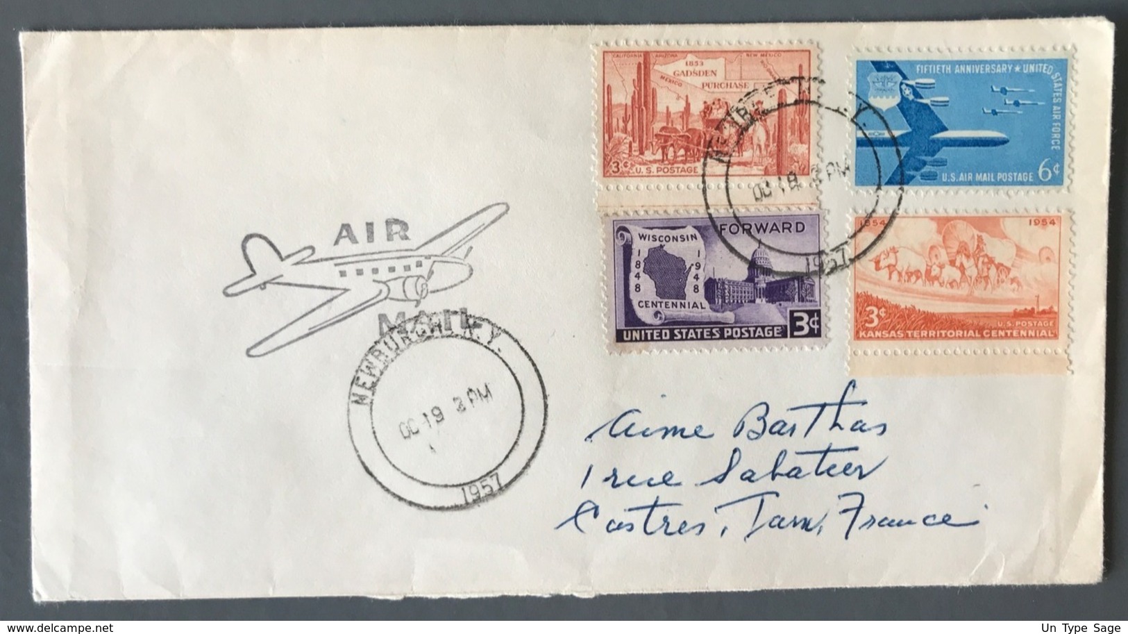 USA - AIR MAIL - Cover NEWBURGH (N.Y.) 1957 Pour Castres - (W1286) - 2c. 1941-1960 Covers