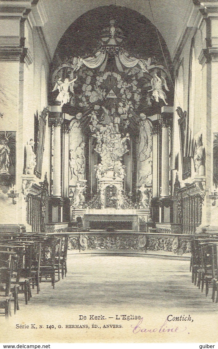 Contich De Kerk L'église Intérieur Hermans Anvers 1906 - Otros & Sin Clasificación