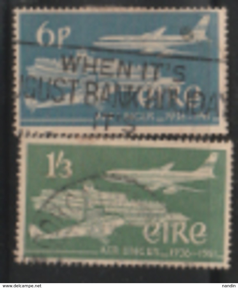 1961 USED SET OF  AIRMAIL STAMPS FROM IRELAND /SILVER JUBILEE OF AER LINGUS AIRLINES - Aéreo