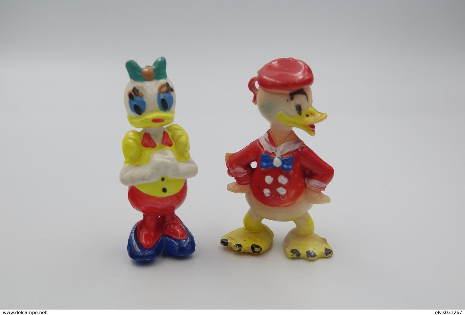 Vintage FIGURE : HEIMO Donald And Daisy Duck SET - 1960-70's - RaRe  - Figuur - Walt Disney Productions - PVC - Andere & Zonder Classificatie