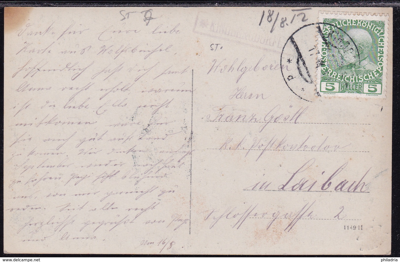 Austria, Steiermark, Schloss Oberkindberg, Mailed 1912, "KINDBERGDORFL" Auxiliary Post Office Cancellation - Kindberg