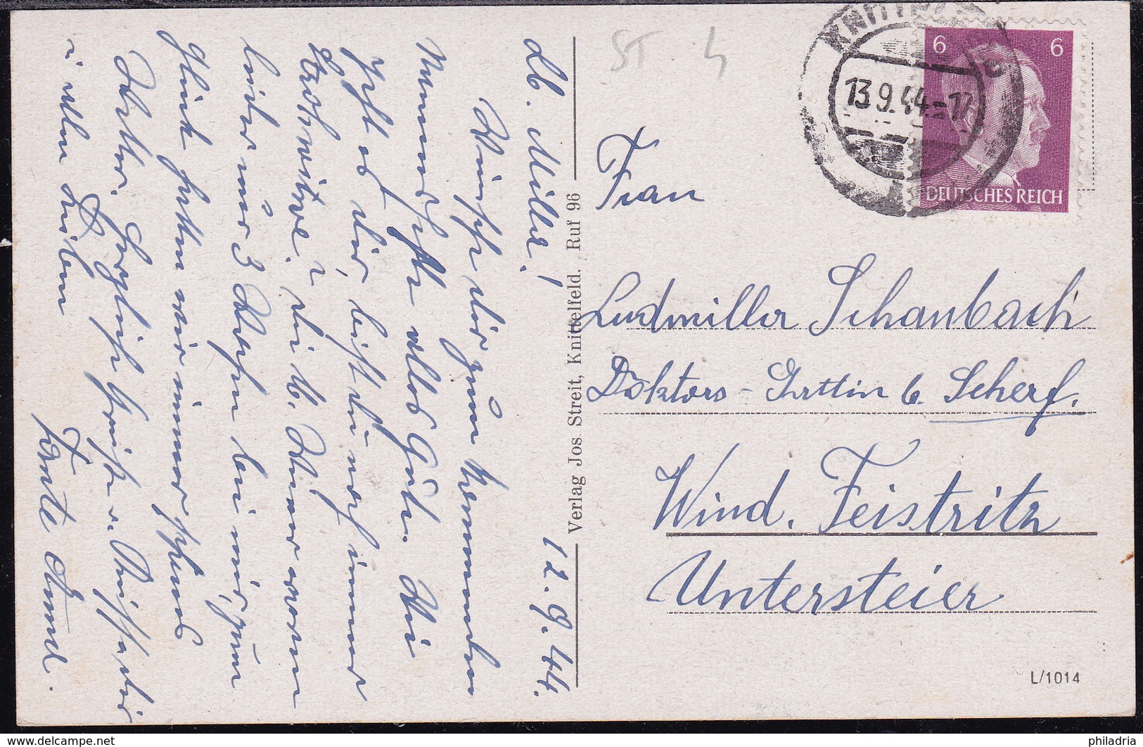 Austria, Steiermark, Knittelfeld, Parkstraße, Mailed 1944 - Knittelfeld