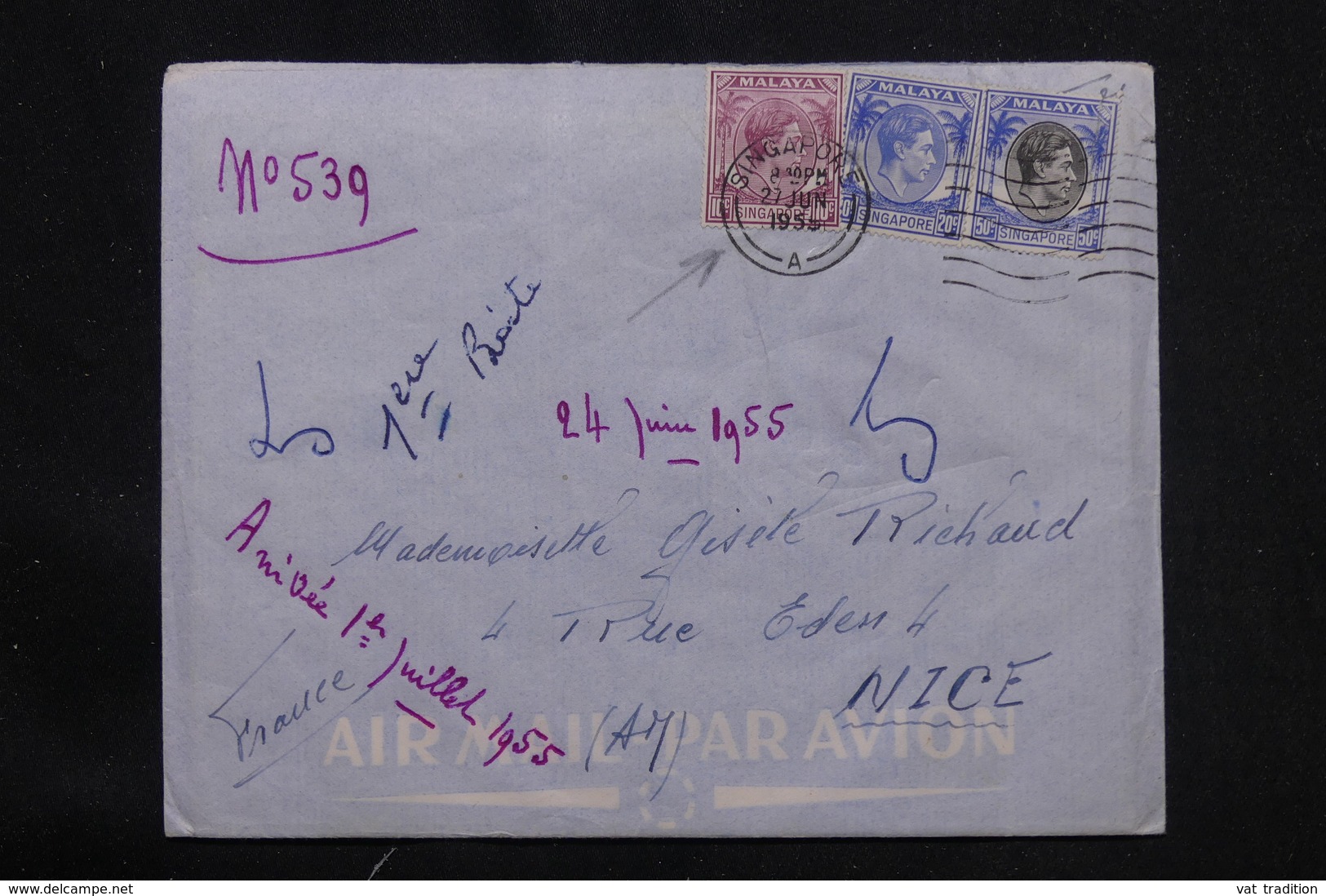 MALAISIE - Affranchissement Plaisant De Singapour Sur Enveloppe En 1955 Pour La France  - L 59955 - Malayan Postal Union