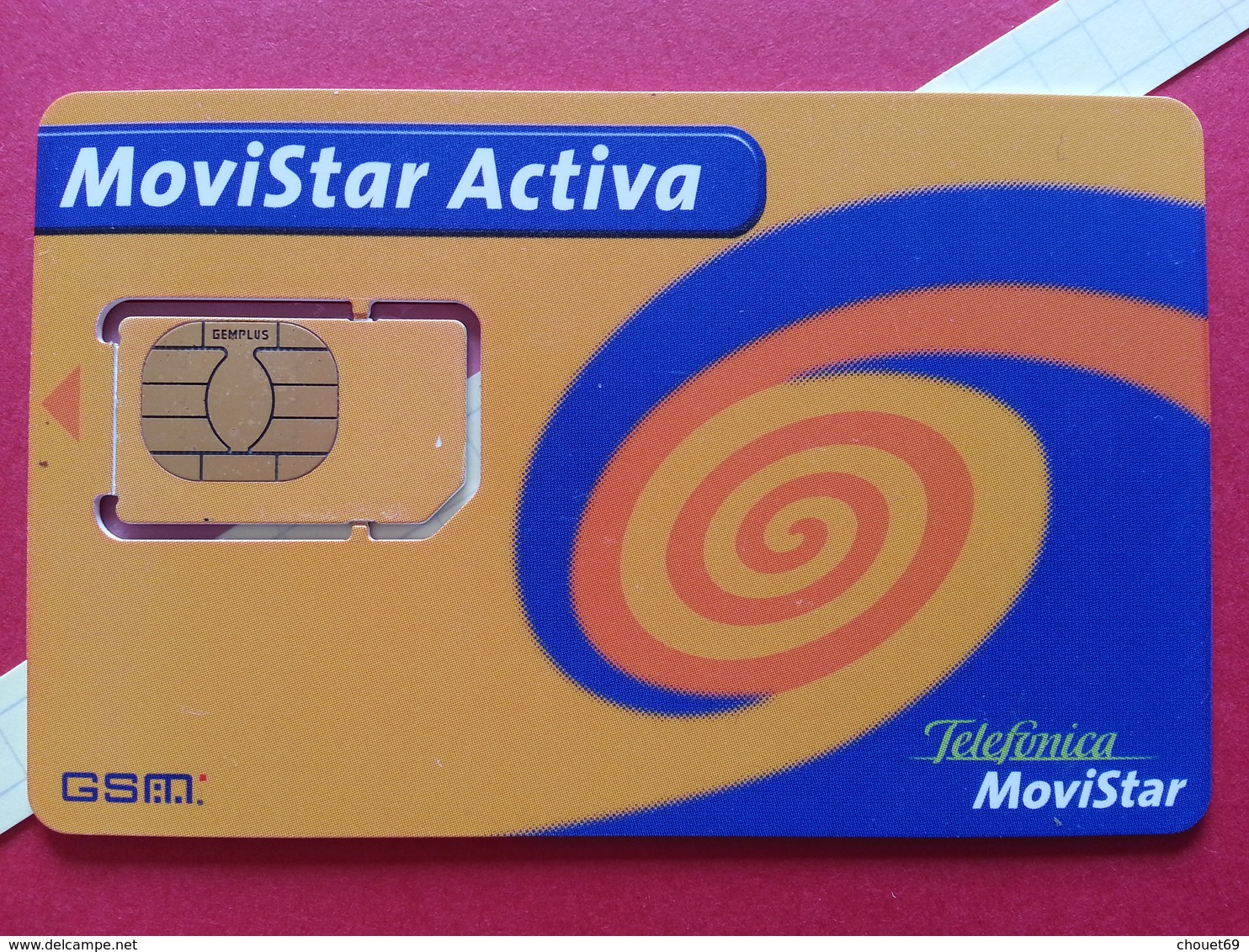 SPAIN SIM GSM Telefonica Movistar ACTIVA Orange Cut Chip - Numbers Back USIM RARE Used (BH1219b - Telefonica