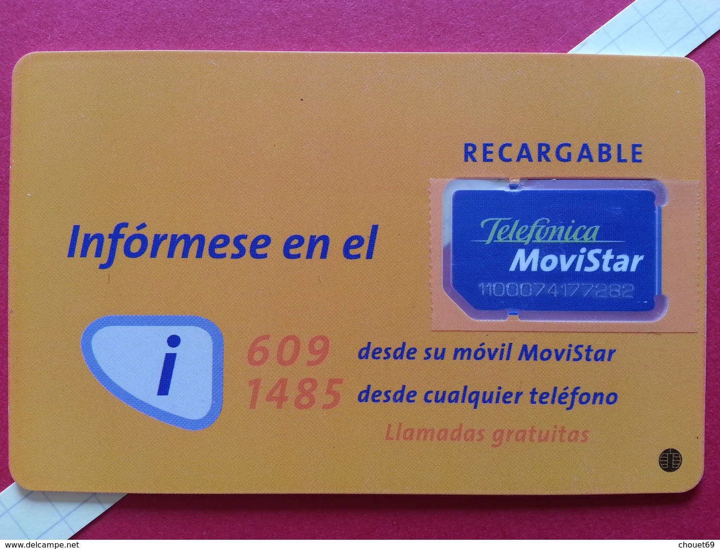 SPAIN SIM GSM Telefonica Movistar ACTIVA Orange Cut Chip - Numbers Back USIM RARE Used (BH1219b - Telefonica