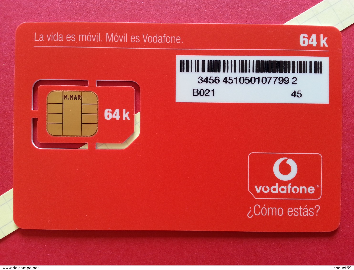 SPAIN SIM GSM Vodafone M MAR Cut Chip - Numbers Front USIM RARE MINT (BH1219b - Vodafone