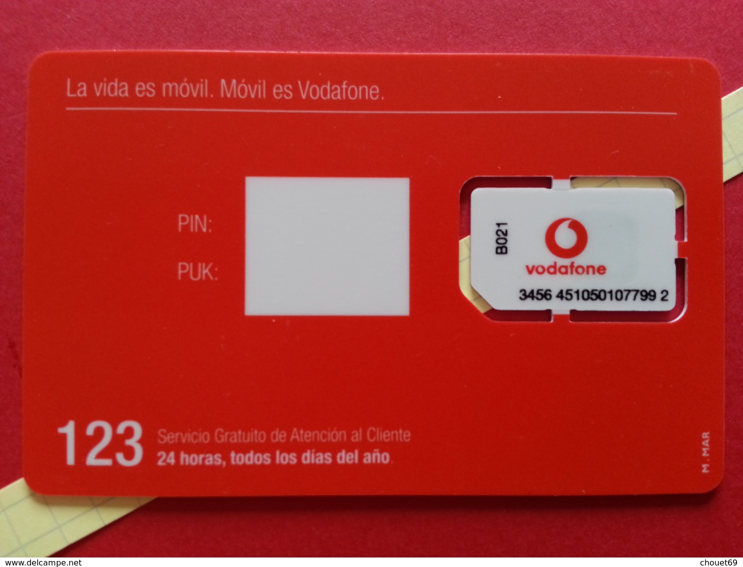 SPAIN SIM GSM Vodafone M MAR Cut Chip - Numbers Front USIM RARE MINT (BH1219b - Vodafone