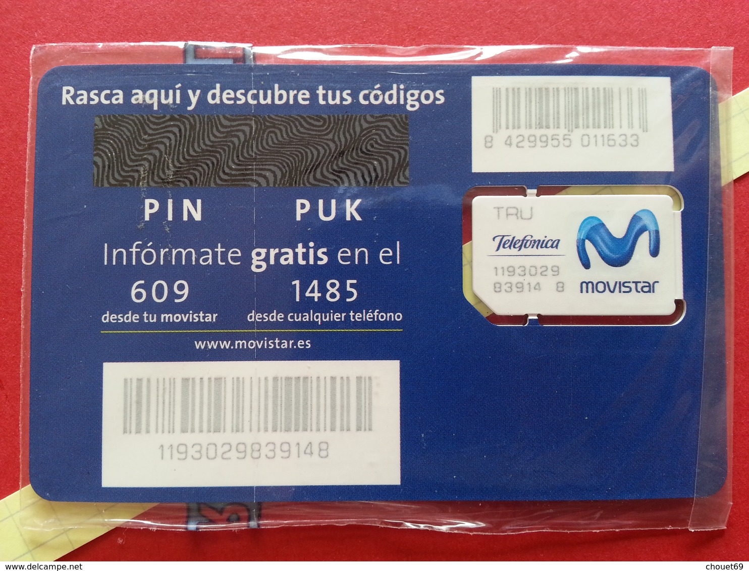 SPAIN SIM GSM Telefonica MoviStar Tarjeta Cut Chip 1 - Numbers Back - Blister TRU USIM RARE MINT (BH1219b - Telefonica