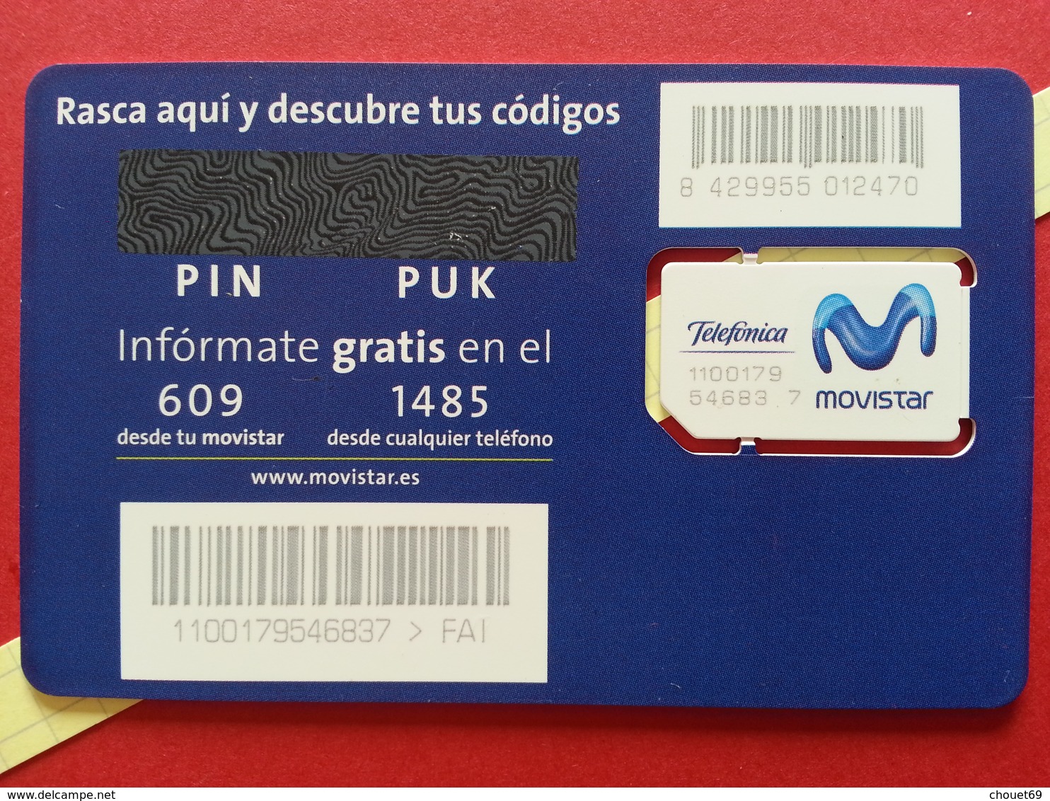 SPAIN SIM GSM Telefonica MoviStar Contrato Cut Chip - Numbers Back USIM RARE MINT (BH1219b - Telefonica