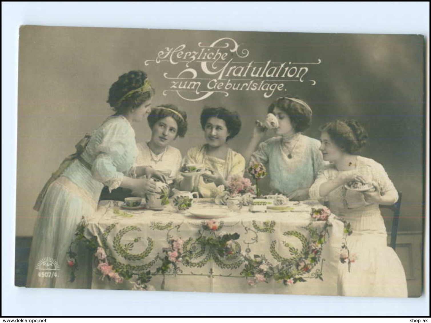 Y16028/ Geburtstag  Frauen Trinken Kaffee Foto AK 1913 - Verjaardag