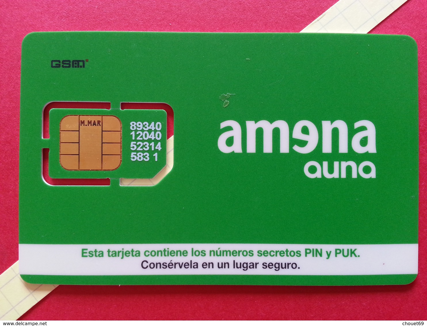 SPAIN SIM GSM Amena Auna M MAR 3 Cut Chip - Numbers Front  USIM RARE MINT (BH1219b - Amena - Retevision