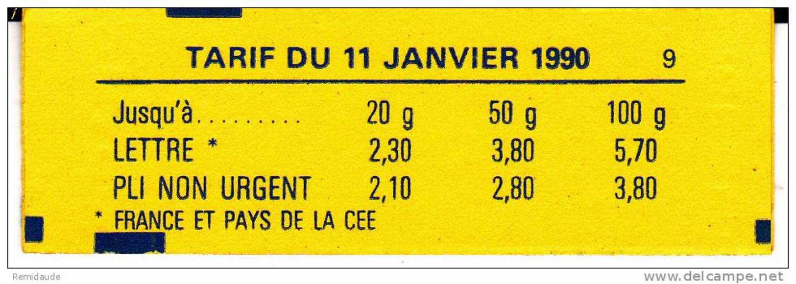 BRIAT - 1990 - CARNET YVERT N° 1502 Avec RARE P2614 + P2617 - CARNET FERME - 1989-1996 Marianne (Zweihunderjahrfeier)