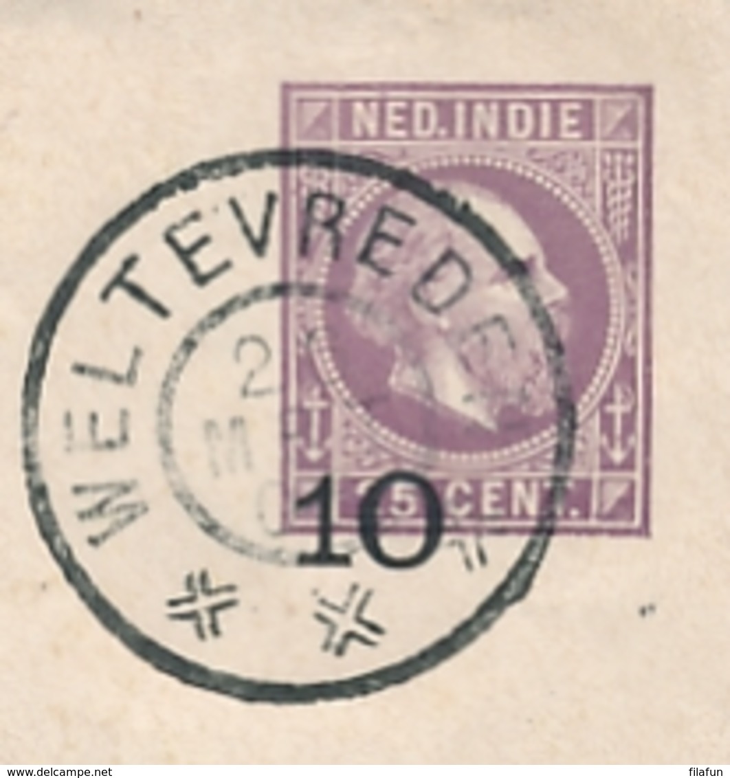 Nederlands Indië - 1906 - 10 Op 25 Cent Willem III, Envelop G13a Van GR Weltevreden Naar GR Semarang - Rood Sluitzegel - Indes Néerlandaises