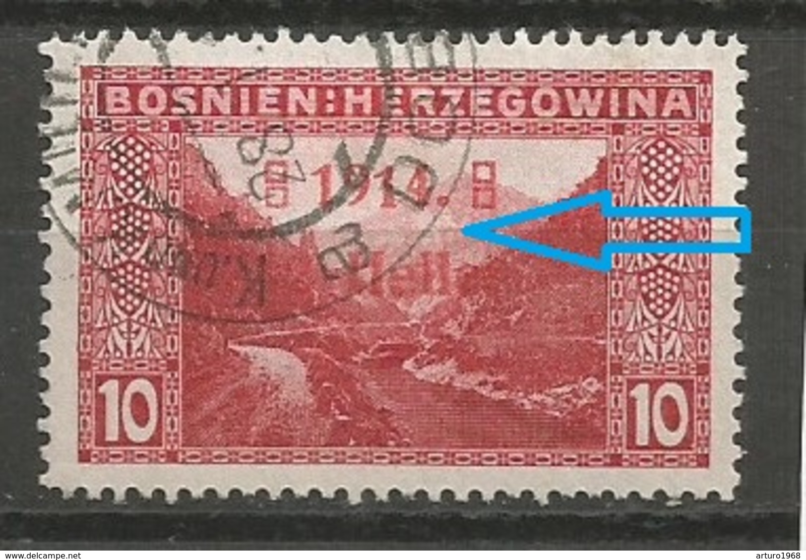 Bosnia Bosnien K.u.K. Austria Hungary Mi.90I Wide Space Between The 2 Lines Of Overprint (Pos.14) Used 1914 - Bosnien-Herzegowina