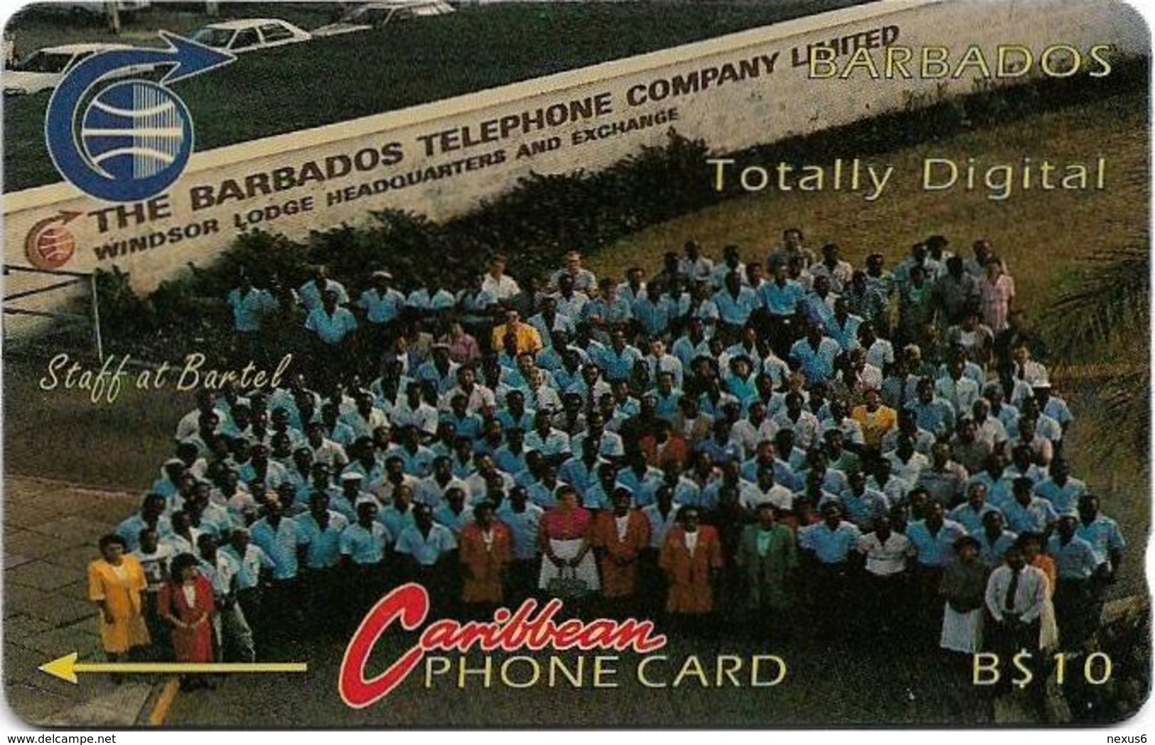 Barbados - Totally Digital - Staff At Bartel (Old Logo) - 7CBDA, 1992, 10.000ex, Used - Barbados