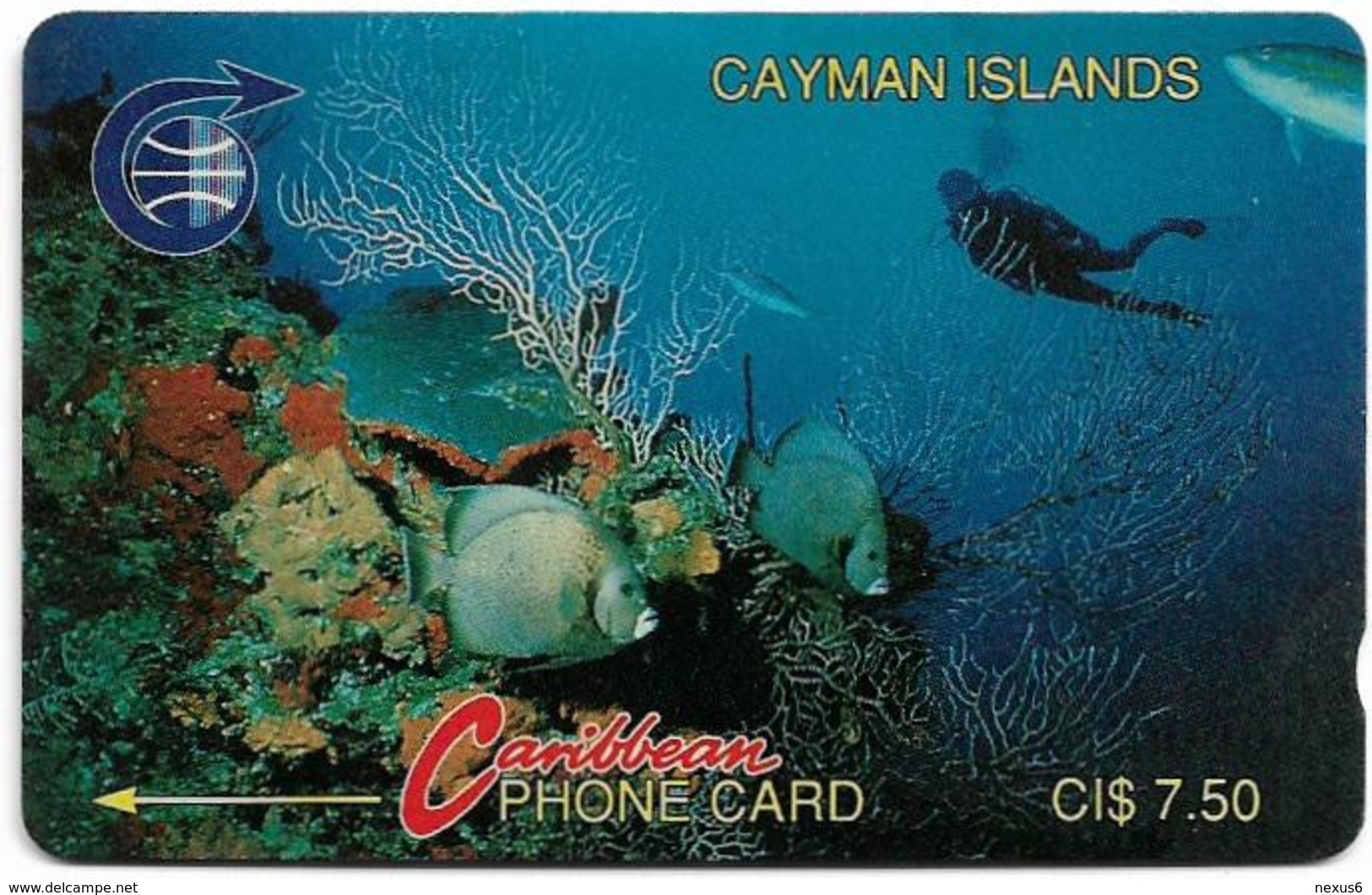 Cayman Isl. - Diver In Reef, 3CCIA, 1991, 56.000ex, Used - Isole Caiman