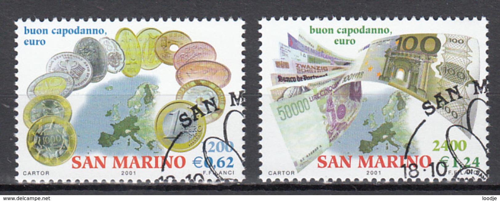 San Marino Mi 1980,1981 Invoering Euro  Gestempeld Fine Used - Oblitérés