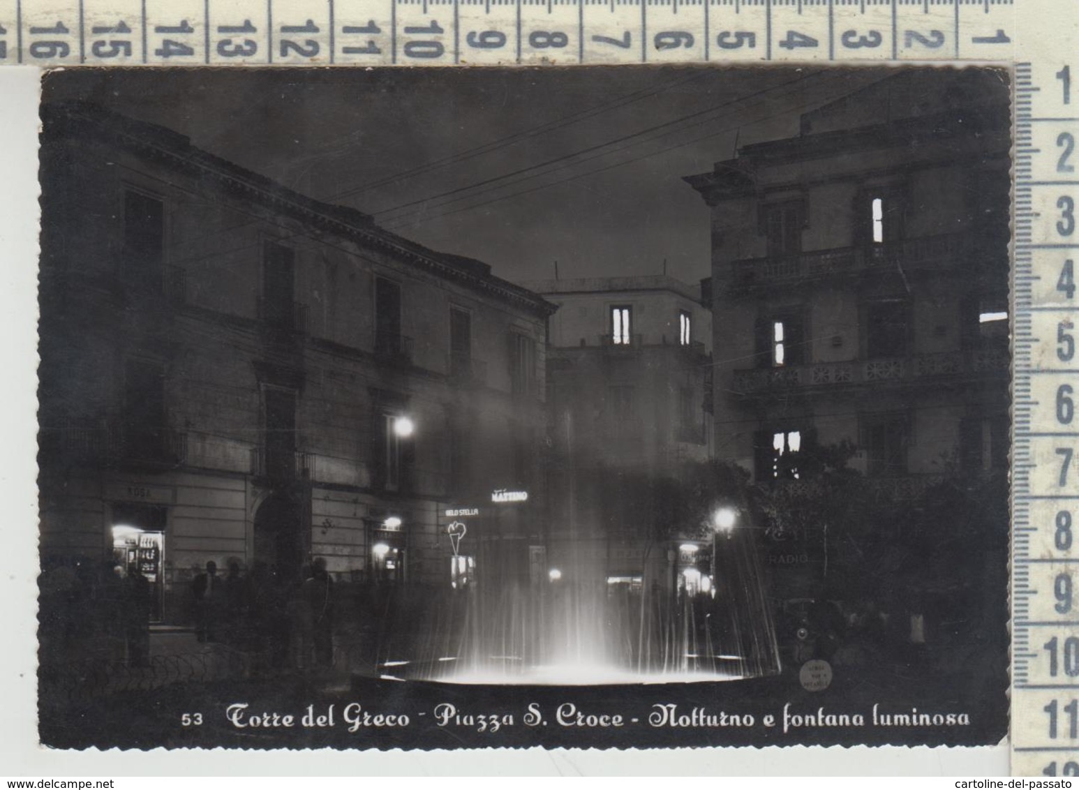 Torre Del Greco Piazza S. Croce Notturno E Fontana Luminosa  Vg 1957 - Torre Del Greco