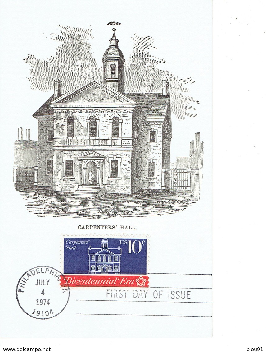 CARTE MAXIMUM  CARPENTERS' HALL / FIRST CONTINENTAL CONGRESS 1974 - Maximumkarten (MC)